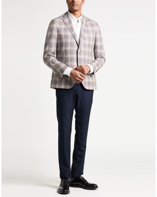 Lardini Brown Blazer Wool, Silk for men