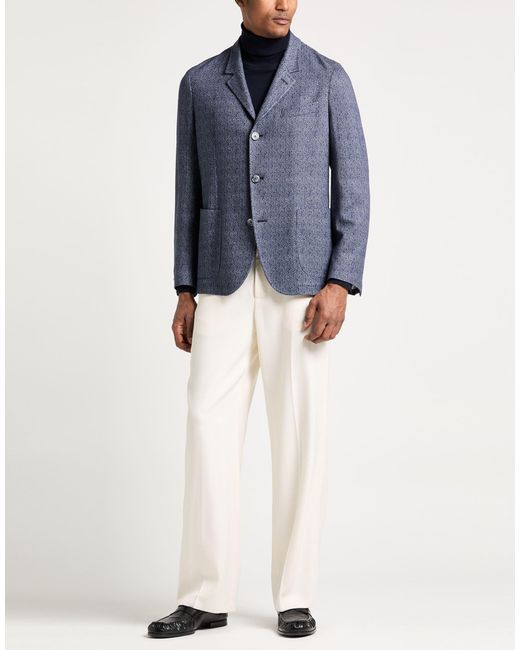 Fedeli Blue Blazer Cashmere for men