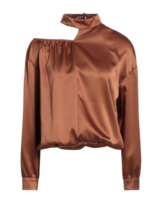 Cristinaeffe Brown Top Polyester, Elastane