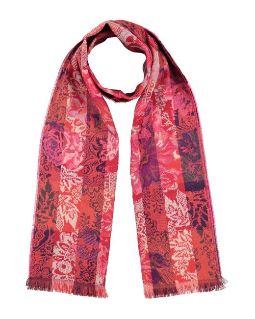 KENZO Red Scarf Wool, Silk, Cotton