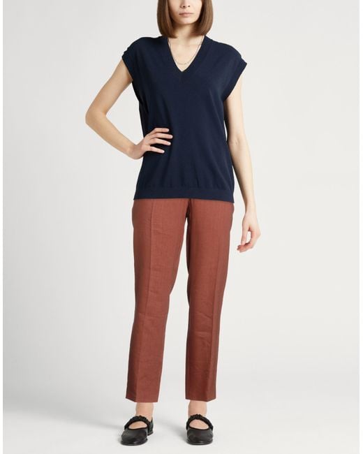 Alberta Ferretti Red Pants Viscose, Linen, Elastane