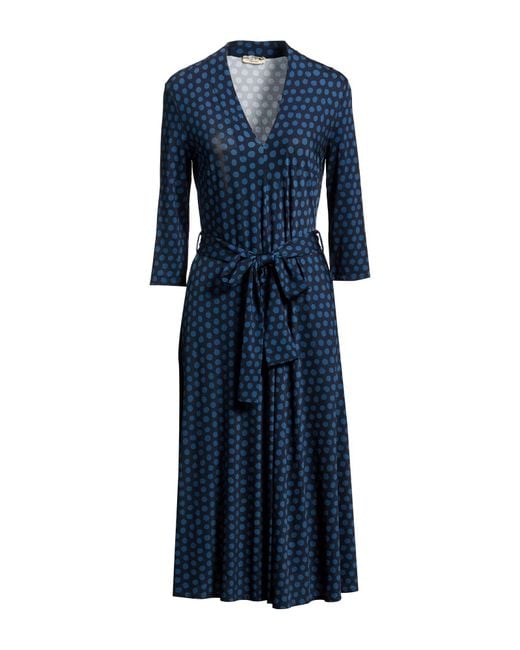 Siyu Blue Midi Dress Polyester, Elastane
