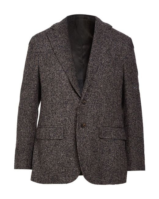 Caruso Black Taupe Blazer Wool, Silk for men