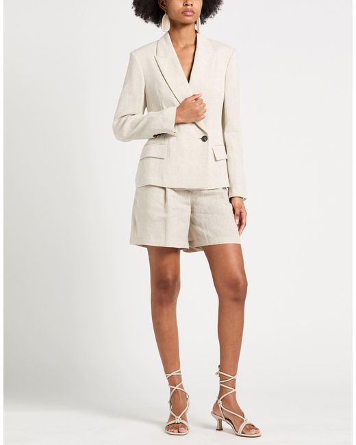 Brunello Cucinelli Natural Blazer Linen, Polyester, Polyamide
