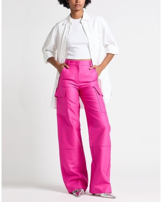Valentino Garavani Pink Pp Collection Fuchsia Pants Wool, Cotton, Silk