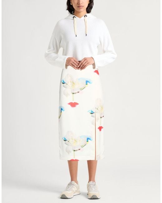 Marella White Art.365 Midi Skirt Polyester