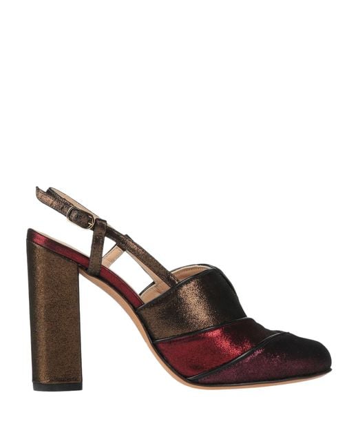 Chie Mihara Brown Burgundy Pumps Leather, Textile Fibers