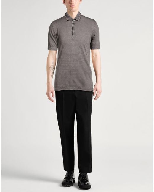 120% Lino Gray Polo Shirt Linen for men
