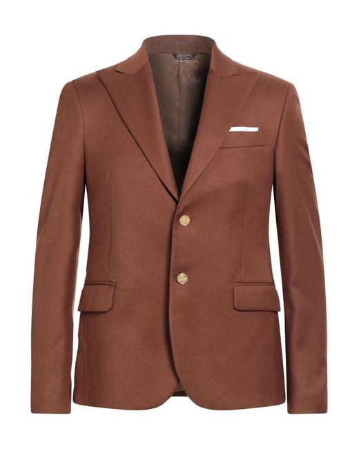 Daniele Alessandrini Brown Blazer Polyester, Viscose, Elastane for men