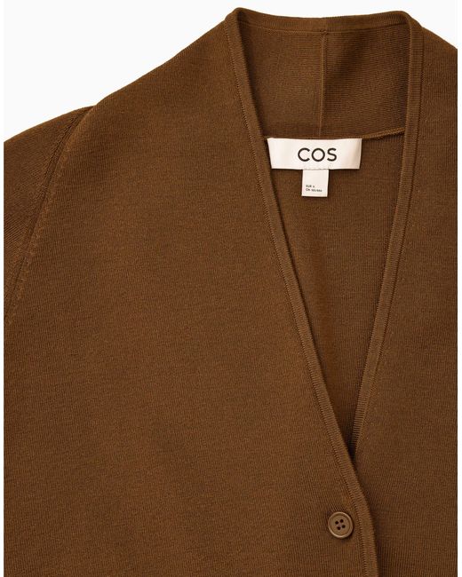 COS Brown Waisted Knitted Cardigan