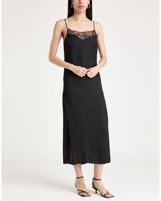 Maje Black Midi Dress Polyester, Polyamide