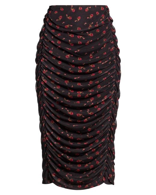 Mar De Margaritas Black Midi Skirt Polyester, Elastane