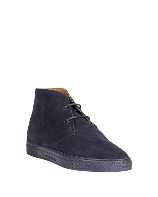 Emporio Armani Blue Ankle Boots Leather for men