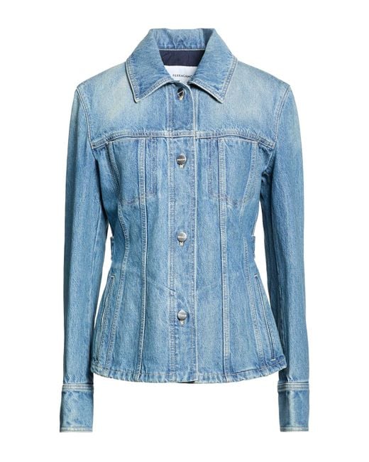 Ferragamo Blue Denim Outerwear Cotton