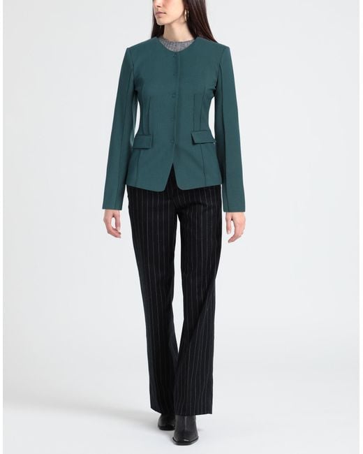 Patrizia Pepe Green Jacket Polyester, Virgin Wool, Elastane