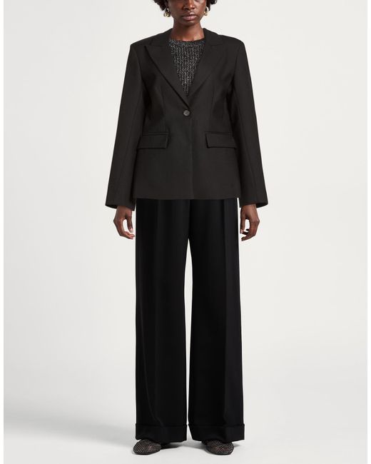 MEIMEIJ Black Blazer Polyester, Wool, Elastane