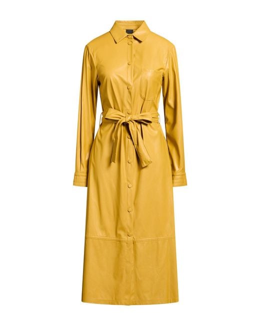 Pinko Yellow Midi Dress Polyester, Polyurethane