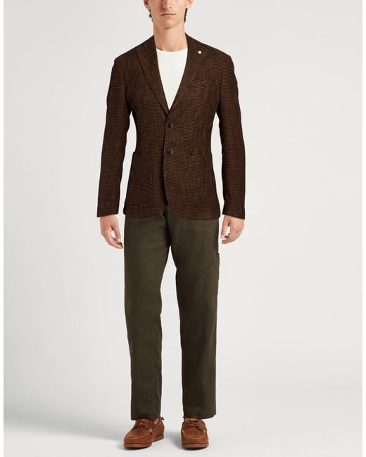 Luigi Bianchi Brown Blazer Cotton, Wool, Polyamide for men