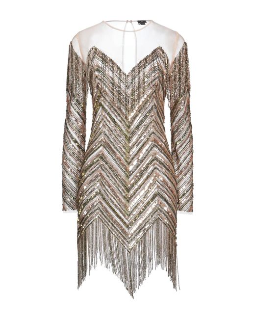 Elisabetta Franchi Brown Mini Dress Polyamide, Glass, Plastic