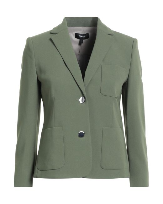 Theory Green Military Blazer Triacetate, Polyester