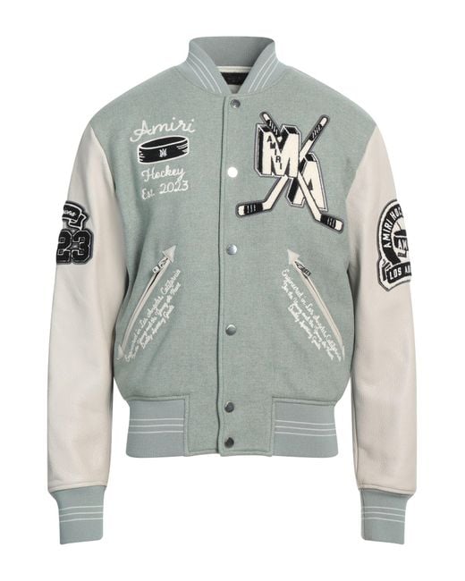 Amiri Gray Jacket Wool, Polyamide, Cow Leather, Polyacrylic, Elastane for men