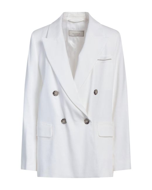 Peserico White Blazer Linen, Viscose, Elastane