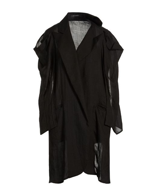 Yohji Yamamoto Black Overcoat & Trench Coat Ramie, Hemp, Cotton