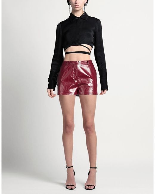 SIMONA CORSELLINI Red Burgundy Shorts & Bermuda Shorts Polyester