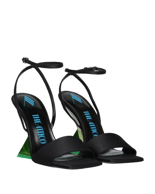 The Attico Green Sandals Leather, Textile Fibers