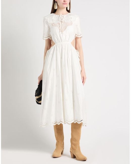 Self-Portrait White Midi-Kleid