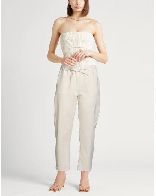 Semicouture Natural Ivory Pants Polyester, Viscose, Elastane