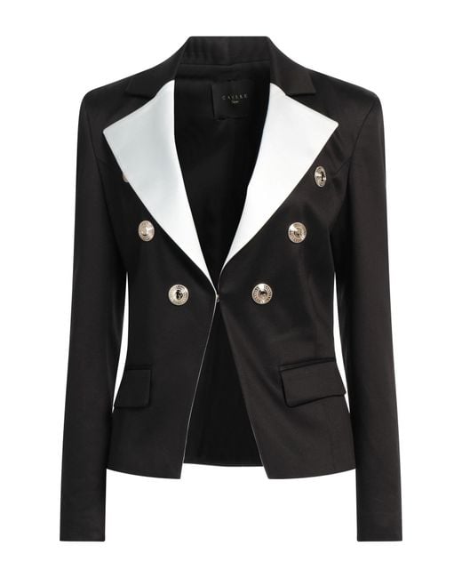 Gaelle Paris Black Blazer Cotton, Viscose, Elastane