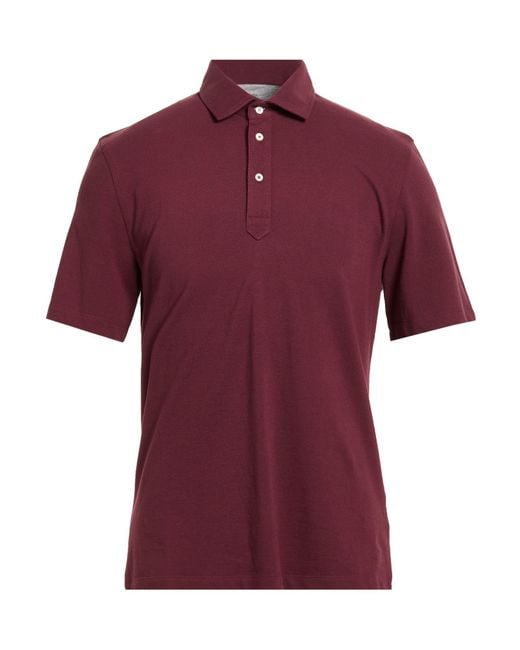 Brunello Cucinelli Red Polo Shirt Cotton for men