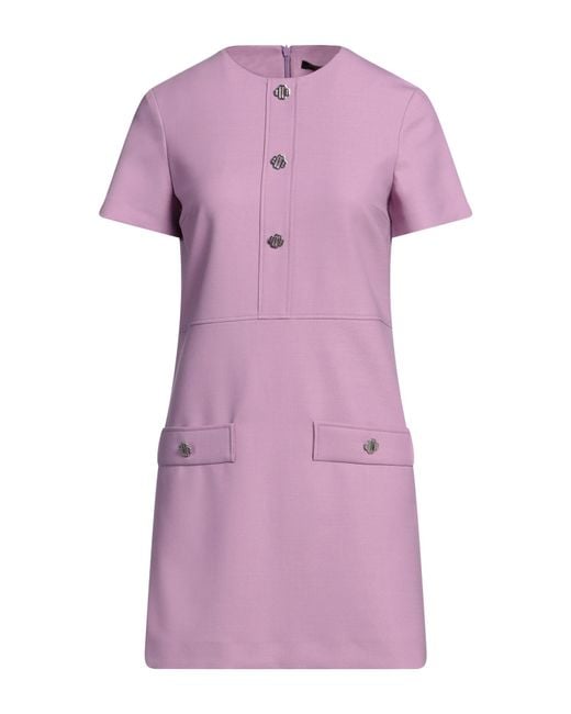 Maje Purple Mini Dress Polyester, Virgin Wool, Elastane