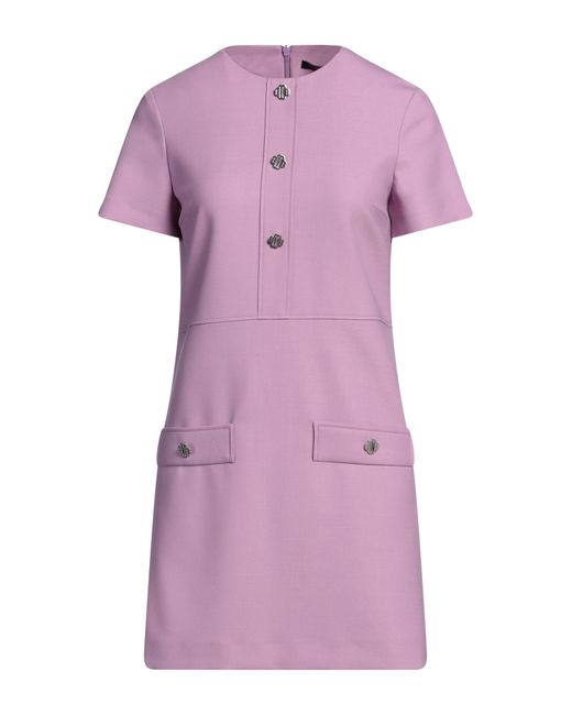 Maje Purple Mini Dress Polyester, Virgin Wool, Elastane