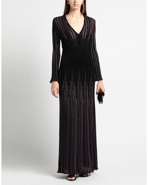 Nenette Black Maxi Dress Wool, Acrylic, Viscose, Polyester, Metallic Polyester