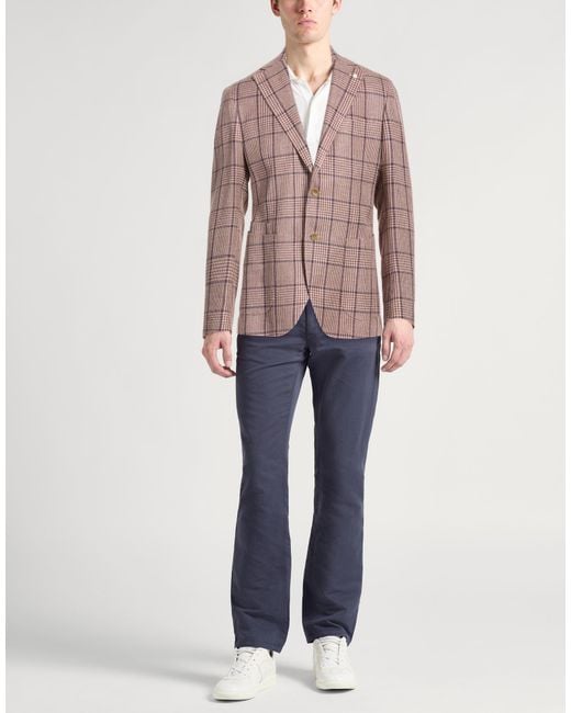 Luigi Bianchi Brown Blazer Linen, Silk, Cotton for men