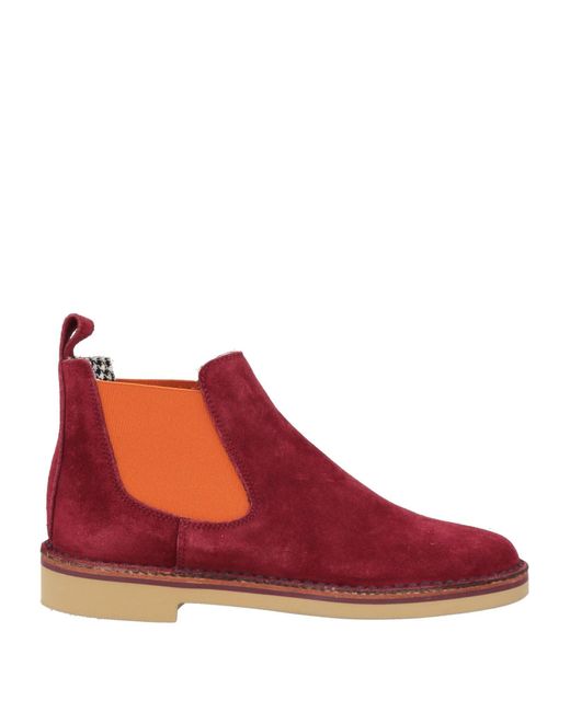 Pollini Red Burgundy Ankle Boots Leather