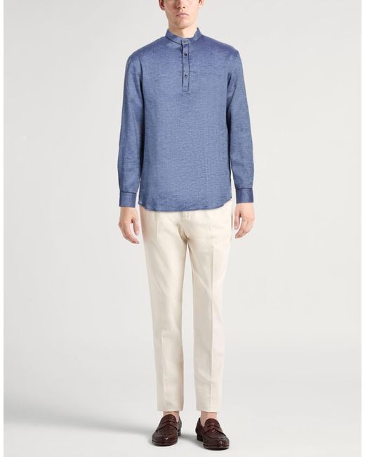 Agnona Blue Shirt Linen for men