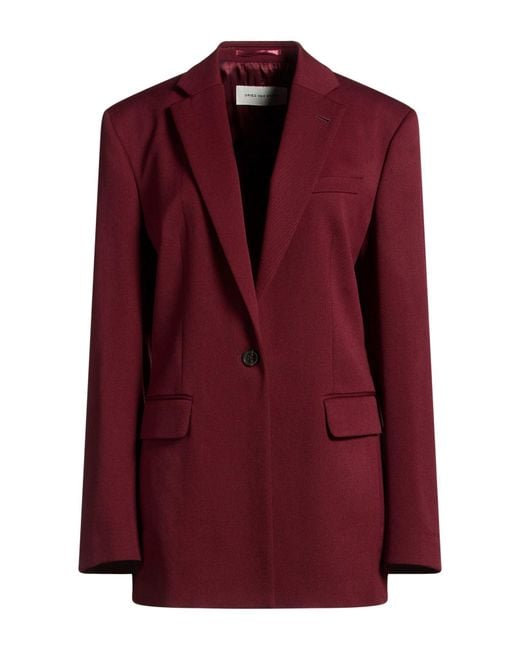 Dries Van Noten Red Burgundy Blazer Wool