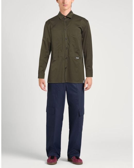Berna Green Military Shirt Cotton, Elastane for men