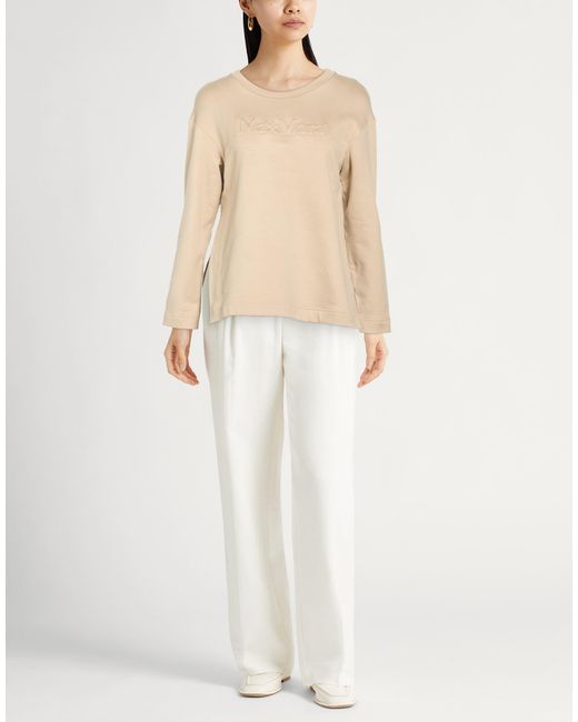 Max Mara Natural Sweatshirt Silk, Cotton, Elastane