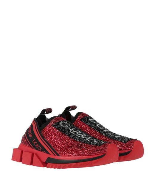 Dolce & Gabbana Red Sneakers Textile Fibers, Rubber