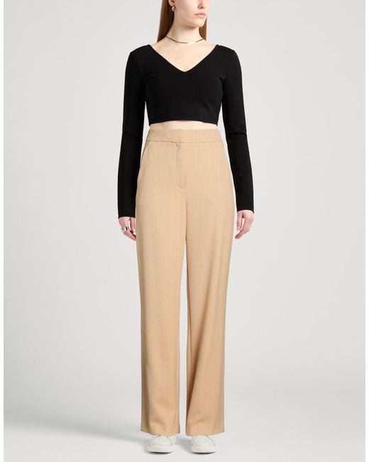 Veronica Beard Natural Camel Pants Polyester, Viscose