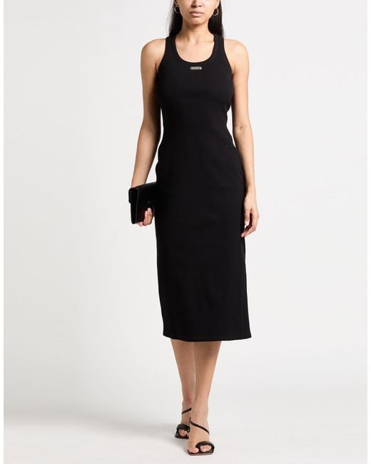 McQueen Black Midi Dress Cotton, Elastane