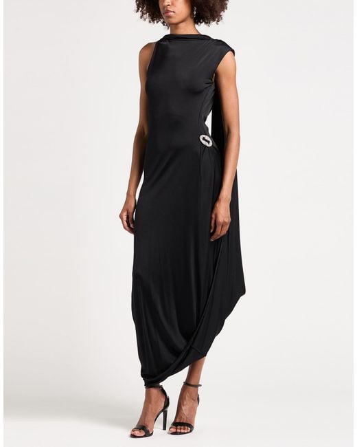 Victoria Beckham Black Maxi Dress Viscose, Elastane, Glass, Brass, Metallic Polyester