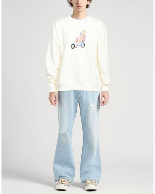 Drole de Monsieur White Sweatshirt Cotton for men