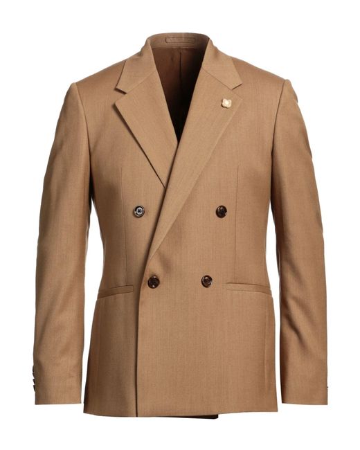 Lardini Brown Camel Blazer Wool, Polyester, Lyocell for men