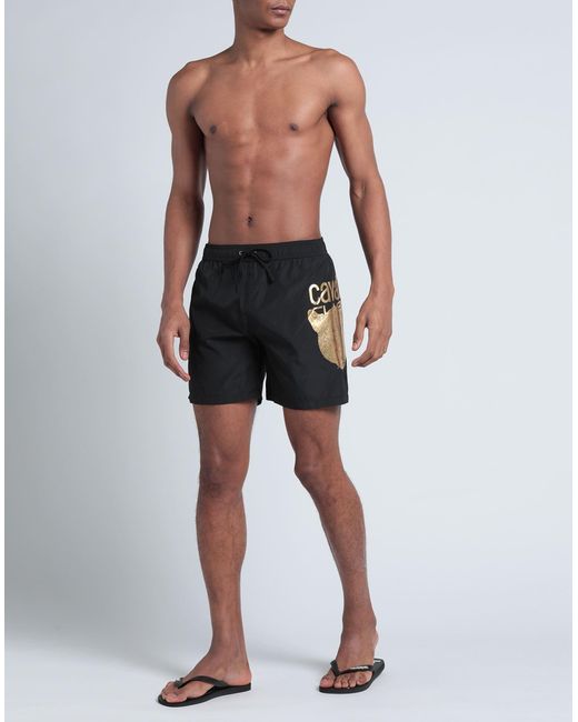 Class Roberto Cavalli Black Swim Trunks for men