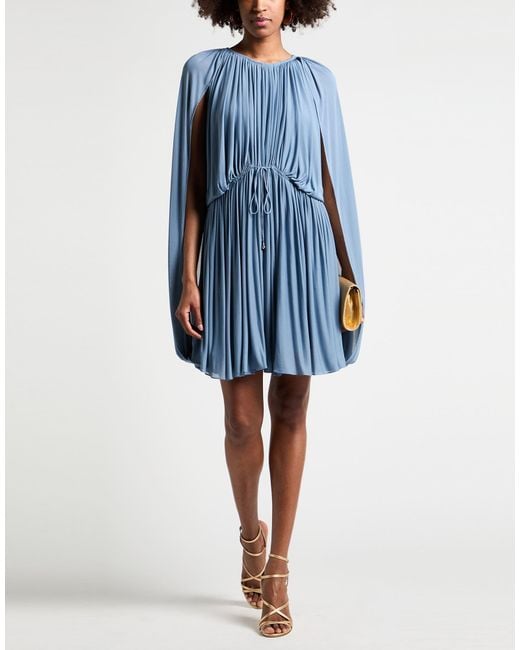 Lanvin Blue Mini Dress Viscose, Silk